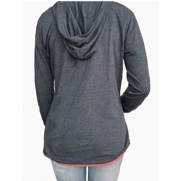 Layering Must Have • Soft V-Neck Charcoal Hoodie - Picture 3 of 5